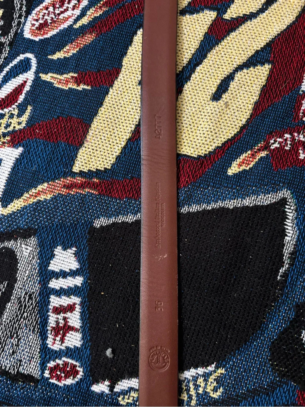 Torino Men's Brown Embossed Italian Kipskin Leather Dress Belt Size 36 USA